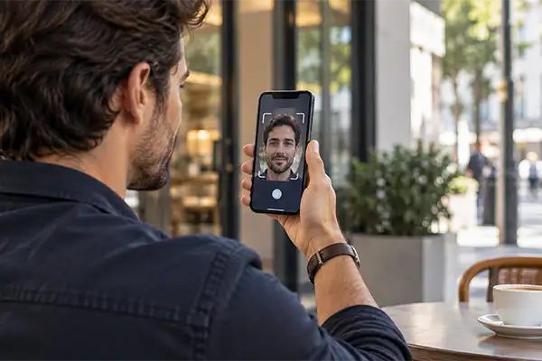 Usuario verificando su identidad mediante un proceso eKYC en el móvil