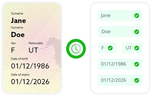 Pantalla con notificaciones de resultados instantáneos de verificación