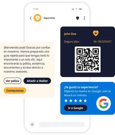 Botones de respuesta rapida en mensajeria RCS con acciones como llamada, codigo QR y formulario