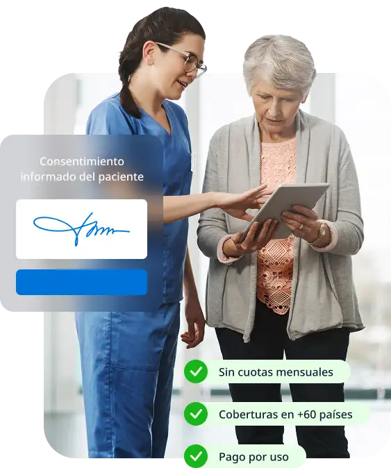 Paciente firmando un consentimiento informado digital con validez legal